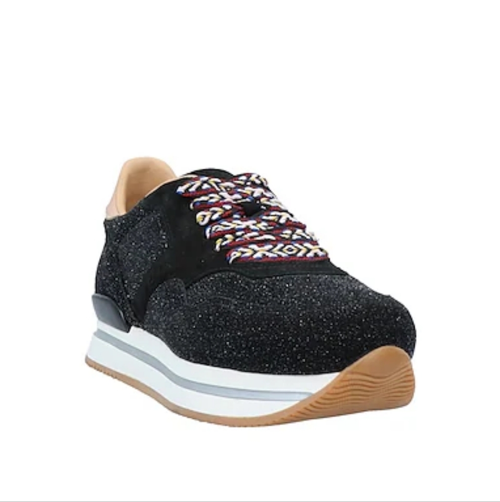 Hogan Black and Tan Suede Sneakers
